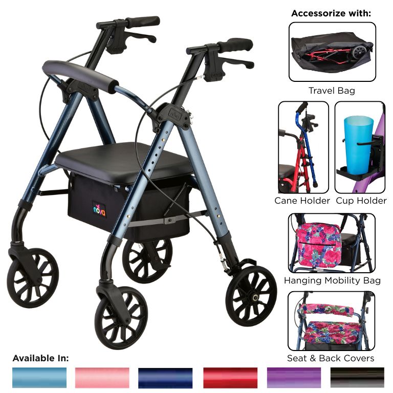 NOVA STAR 8 Rollator Walker, 8″ Wheels & Standard Size